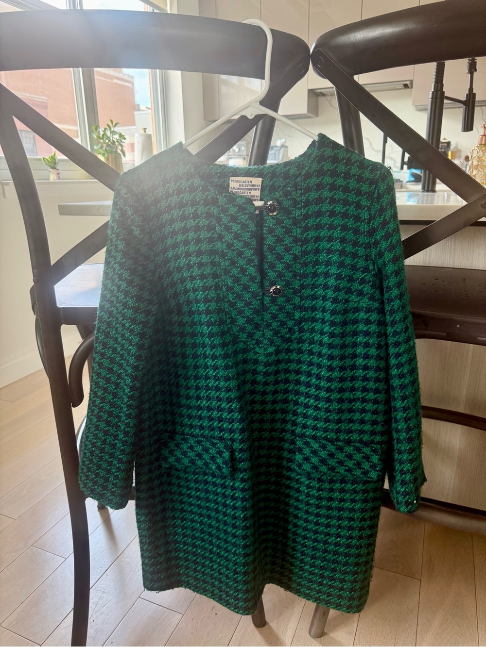 Tuckernuck Green and Black Houndstooth Dress